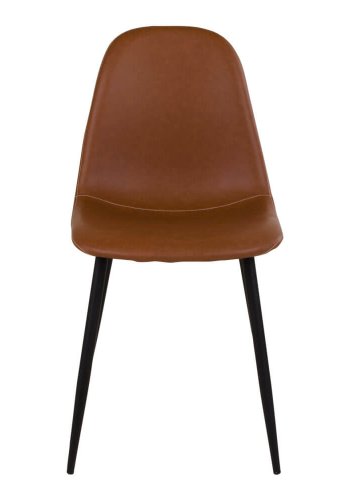 HOUSE NORDIC Stockholm Esszimmerstuhl – hellbraunes Vintage-Kunstleder mit schwarzen Stahlbeinen