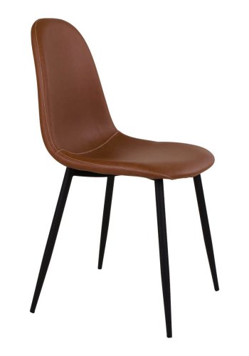 HOUSE NORDIC Stockholm Esszimmerstuhl – hellbraunes Vintage-Kunstleder mit schwarzen Stahlbeinen