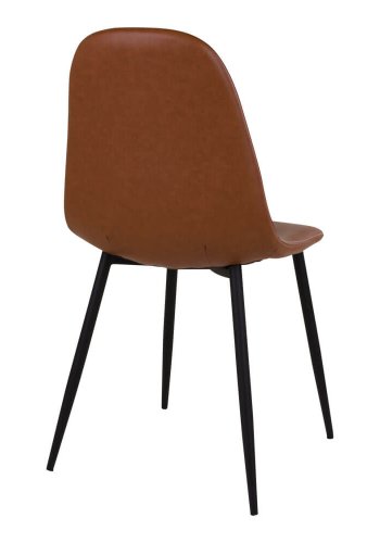 HOUSE NORDIC Stockholm Esszimmerstuhl – hellbraunes Vintage-Kunstleder mit schwarzen Stahlbeinen