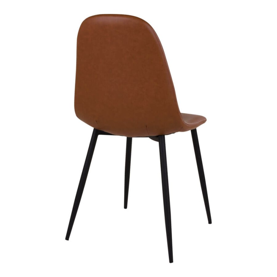 HOUSE NORDIC Stockholm Esszimmerstuhl – hellbraunes Vintage-Kunstleder mit schwarzen Stahlbeinen