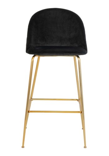 HOUSE NORDIC Lausanne barstol - sort velour og messingstl