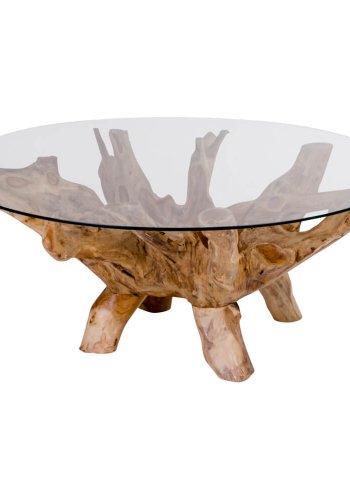 HOUSE NORDIC Amazon salongbord - bordplate i teak og glass, rund ( 110)