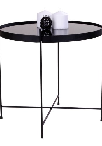 HOUSE NORDIC Venezia hjrnebord - glassbordplate og sort stl, rundt ( 48)