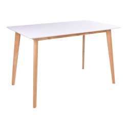 Vojens spisebord - hvid tr�plade og natur tr�ben (120x70)