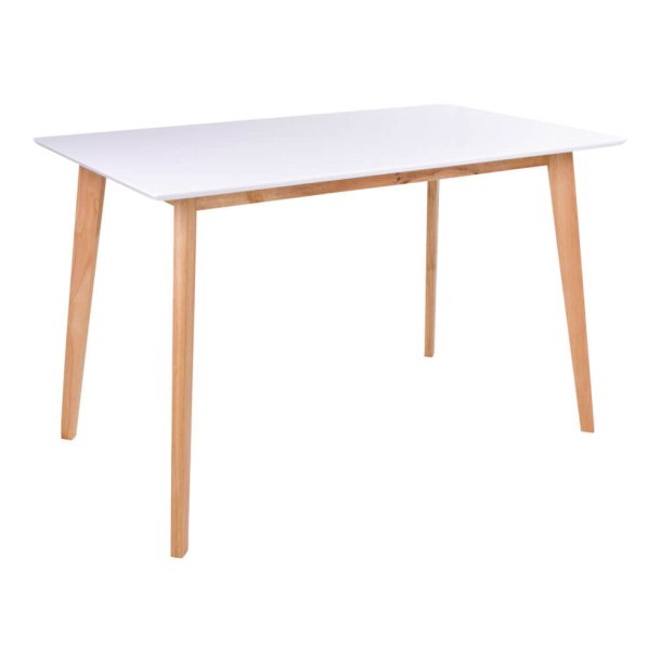 Vojens spisebord - hvid tr�plade og natur tr�ben (120x70)