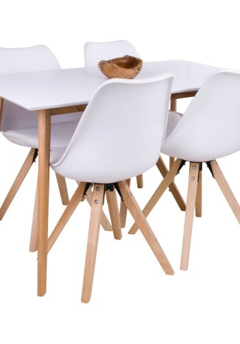 HOUSE NORDIC Vojens Esstisch - weiße Holzplatte und natürliche Holzbeine (120x70)