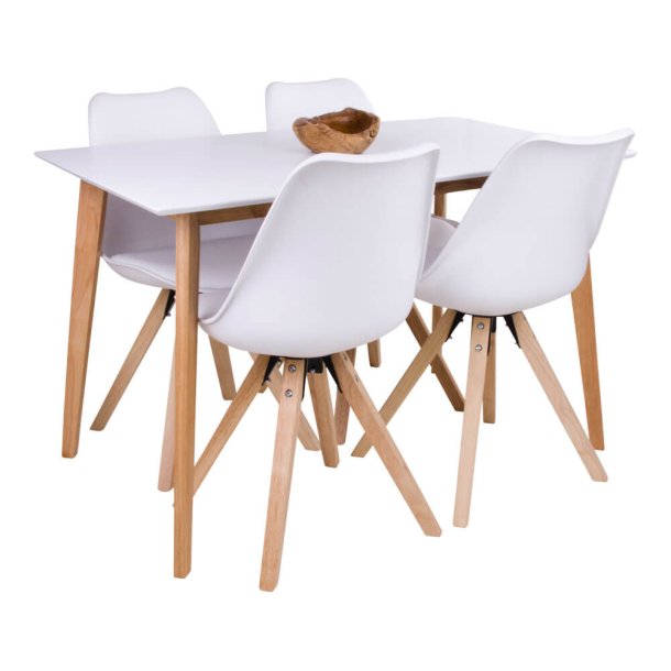 Vojens spisebord - hvid tr�plade og natur tr�ben (120x70)
