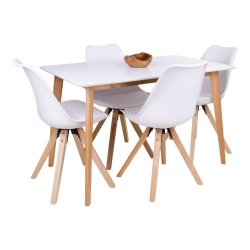 Vojens spisebord - hvid tr�plade og natur tr�ben (120x70)
