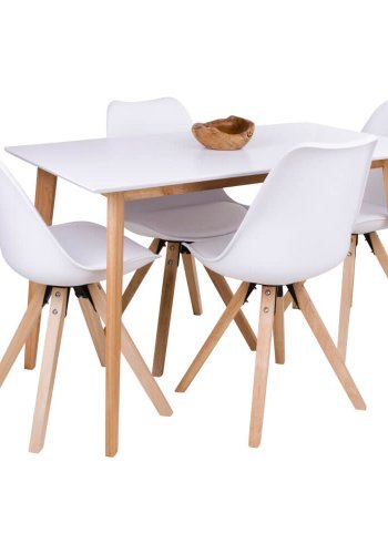 HOUSE NORDIC Vojens Esstisch - weiße Holzplatte und natürliche Holzbeine (120x70)
