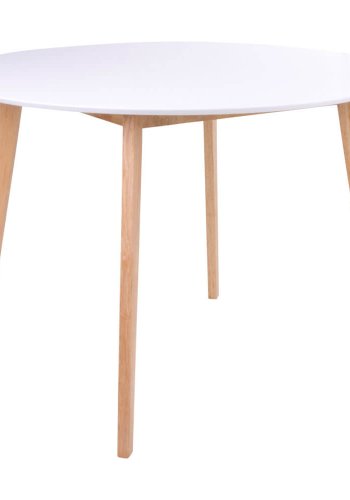 HOUSE NORDIC Vojens spisebord - hvit treplate og naturlige treben, rund ( 105)