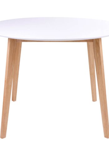 HOUSE NORDIC Vojens spisebord - hvit treplate og naturlige treben, rund ( 105)