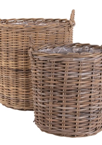 HOUSE NORDIC Indo kurv - naturlig kubu rotting, rund (sett med 2) 