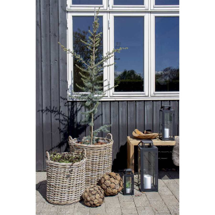 HOUSE NORDIC Indo kurv - naturlig kubu rotting, rund (sett med 2) 