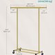 SONGMICS klesstativ p� hjul, kraftig klesstativ, 45 x (92-132) x 161,5 cm, med uttrekkbar hengeskinne, 100 kg lastekapasitet, enkel montering, b�rbar, lys gull HSR013A01