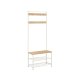 VASAGLE HSR041W09 entr�opstilling, m. 9 knager, 1 s�de, 2 hylder - egetr�sfarvet sp�nplade og hvid st�l