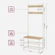 VASAGLE HSR041W09 entr�opstilling, m. 9 knager, 1 s�de, 2 hylder - egetr�sfarvet sp�nplade og hvid st�l
