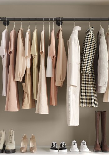 SONGMICS veggmontert klesstativ - svart stl (B:170cm)