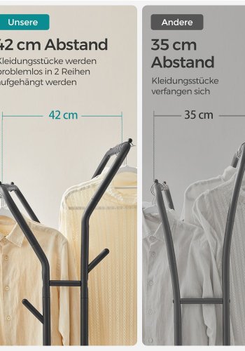 SONGMICS Klesstativ, Klesstativ, Dobbel Kleshenger, Kraftig Metallramme, Med Hjul og Hylle, 100 kg Total Maks. Last, 103,5 cm Bredd, Klesoppbevaring, Svart HSR107B01