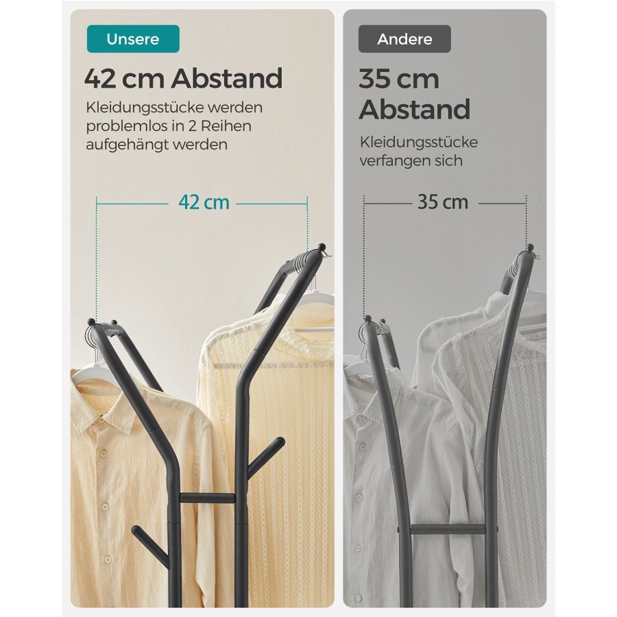 SONGMICS Klesstativ, Klesstativ, Dobbel Kleshenger, Kraftig Metallramme, Med Hjul og Hylle, 100 kg Total Maks. Last, 103,5 cm Bredd, Klesoppbevaring, Svart HSR107B01