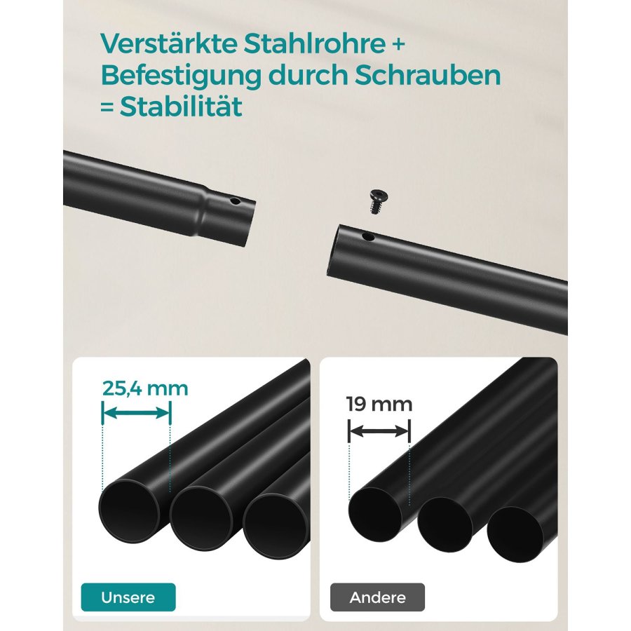 SONGMICS Klesstativ, Klesstativ, Dobbel Kleshenger, Kraftig Metallramme, Med Hjul og Hylle, 100 kg Total Maks. Last, 103,5 cm Bredd, Klesoppbevaring, Svart HSR107B01