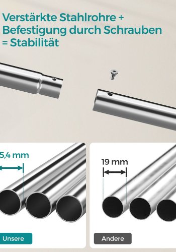SONGMICS kl&auml;dst&auml;llning, dubbel kl&auml;dh&auml;ngare, kraftig metallram, med hjul och hyllplan, 100 kg total maxbelastning, 103,5 cm bred, kl&auml;df&ouml;rvaring, silver HSR107E01