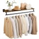 SONGMICS veggmontert klesstativ, vegghylle med opphengsstang, lastekapasitet opptil 60 kg, 28 x 109 x 13,2 cm, entr&eacute;, soverom, walk-in closet, rustikk brun og blekksvart HSR135B01