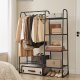 SONGMICS Kl&auml;dst�ng, Frist�ende kl&auml;dst�ng, 5 f&ouml;rvaringshyllor, Metallram, 40 x 101,7 x 153,3 cm, Sovrum, Vardagsrum, Hall, Mattsvart HSR138B01