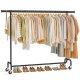 SONGMICS klesstativ p� hjul, kraftig klesstang, med uttrekkbar hengeskinne, 110 kg lastekapasitet, 45 x (160-200) x 162,9 cm, forkrommet, matt svart HSR176B01
