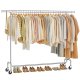 SONGMICS klesstativ p� hjul, kraftig klesstang, med uttrekkbar hengeskinne, 110 kg lastekapasitet, 45 x (160-200) x 162,9 cm, forkrommet, s�lvfarget HSR176E01