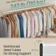 SONGMICS klesstativ p� hjul, kraftig klesstang, med uttrekkbar hengeskinne, 110 kg lastekapasitet, 45 x (160-200) x 162,9 cm, forkrommet, s�lvfarget HSR176E01