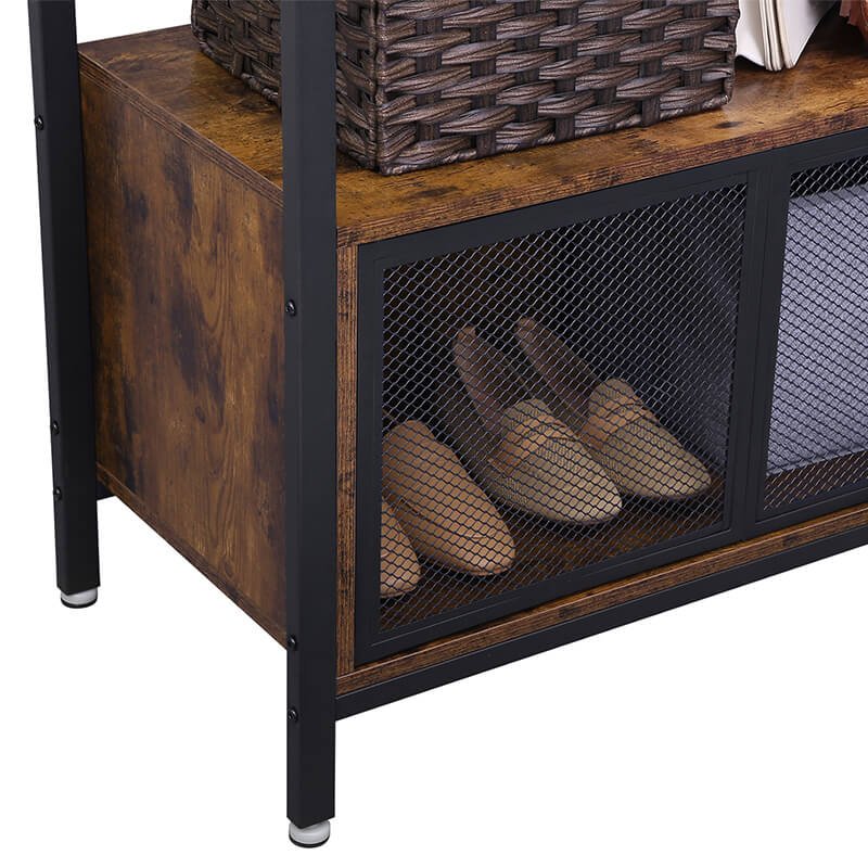 VASAGLE ben garderobeskab, m. 1 hylde, 1 bjlestang, 1 skab - rustik brun spnplade og sort stl