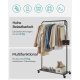 SONGMICS klesstativ p� hjul, klesstativ i metall med enkel skinne, med oppbevaringshylle, toppskinne, t�ler opptil 40 kg, svart HSR25BK