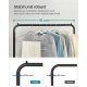SONGMICS klesstativ p� hjul, klesstativ i metall med enkel skinne, med oppbevaringshylle, toppskinne, t�ler opptil 40 kg, svart HSR25BK