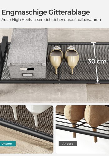 SONGMICS klesstativ p� hjul, klesstativ i metall med enkel skinne, med oppbevaringshylle, toppskinne, t�ler opptil 40 kg, svart HSR25BK