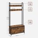 VASAGLE HSR405B01 entr�opstilling, m. 9 knager, 1 skob�nk, 1 hylde - vintage brun sp�nplade og sort st�l