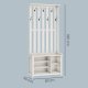 VASAGLE Ganghylle med benk og skooppbevaring, klesstativ med skobenk, 7 doble kroker for jakker, hatter, gang, soverom, stue, 33 x 81 x 193 cm, rustikk hvit HSR414WJ02