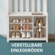 VASAGLE Ganghylle med benk og skooppbevaring, klesstativ med skobenk, 7 doble kroker for jakker, hatter, gang, soverom, stue, 33 x 81 x 193 cm, rustikk hvit HSR414WJ02