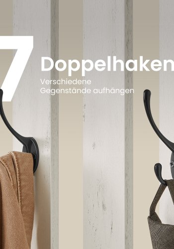 VASAGLE Ganghylle med benk og skooppbevaring, klesstativ med skobenk, 7 doble kroker for jakker, hatter, gang, soverom, stue, 33 x 81 x 193 cm, rustikk hvit HSR414WJ02