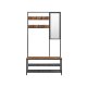 VASAGLE HSR415B01 entr�opstilling, m. spejl, 7 knager, 1 b�nk, 2 gitterhylder - vintage brun sp�nplade og sort st�l