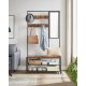 VASAGLE HSR415B01 entr�opstilling, m. spejl, 7 knager, 1 b�nk, 2 gitterhylder - vintage brun sp�nplade og sort st�l