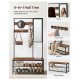 VASAGLE HSR415B01 entr�opstilling, m. spejl, 7 knager, 1 b�nk, 2 gitterhylder - vintage brun sp�nplade og sort st�l