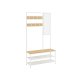 VASAGLE HSR415W09 entr�opstilling, m. spejl, 7 kroge, 2 hylder, b�nk - egetr�sfarvet sp�nplade og hvid st�l
