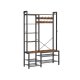 VASAGLE HSR426B01 entr�opstilling, m. 9 knager, 6 kroge, 8 hylder, b�nk - rustik brun sp�nplade og bl�ksort st�l