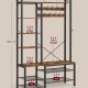 VASAGLE HSR426B01 entr�opstilling, m. 9 knager, 6 kroge, 8 hylder, b�nk - rustik brun sp�nplade og bl�ksort st�l