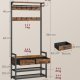 VASAGLE HSR429B01 entr�opstilling, m. 10 kroge, 1 b�jlestang, 3 hylder, 2 skuffer - vintage brun sp�nplade og bl�ksort st�l