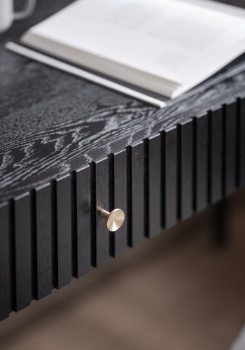 ROWICO Halifax skrivebord, m. 2 skuffer - svart eikefiner, eik og metall (120x61)