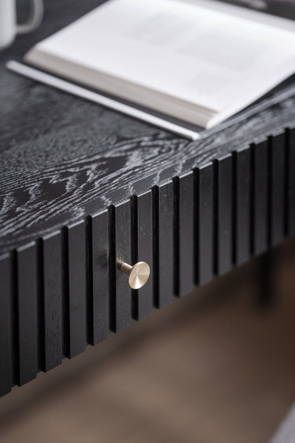 ROWICO Halifax skrivebord, m. 2 skuffer - svart eikefiner, eik og metall (120x61)