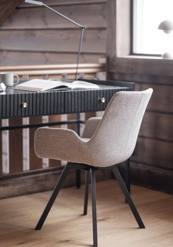 ROWICO Halifax skrivebord, m. 2 skuffer - svart eikefiner, eik og metall (120x61)