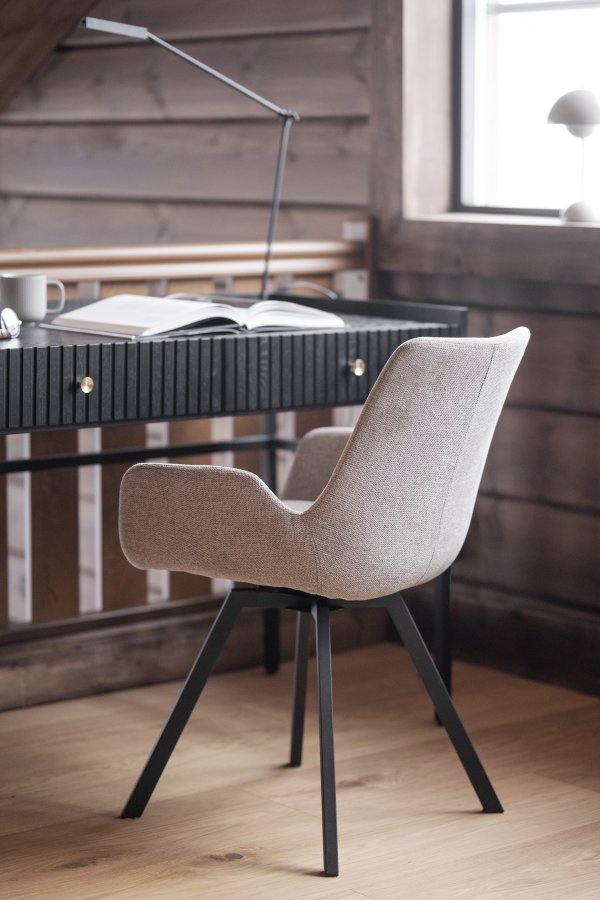 ROWICO Halifax skrivebord, m. 2 skuffer - svart eikefiner, eik og metall (120x61)