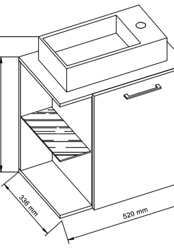VCM NORDIC Hausa 2-delt gjesteservant, m. vask, 1 dr, 1 glasshylle - hvit og antrasittgr tre